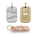 Dove rectangular pendant, S925 silver, moissanite pendant