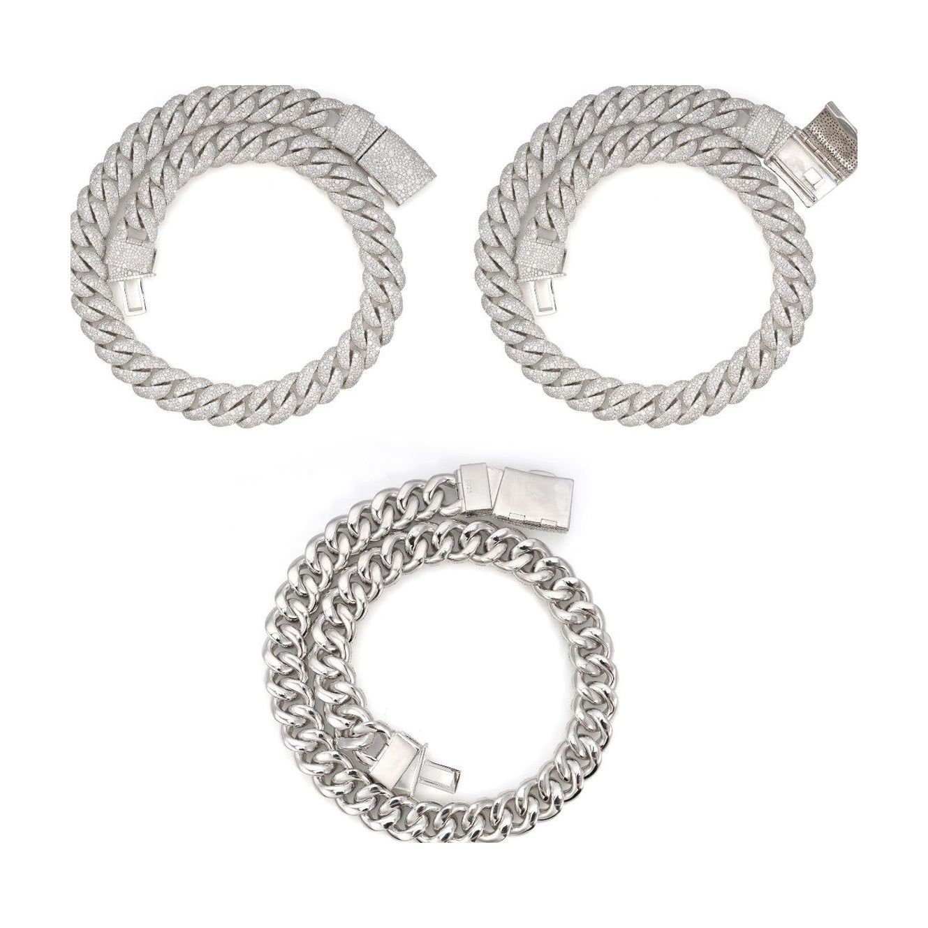 18mm Cuban Chain S925 Silver Mixed Moissanite
