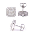 Triple Square Studs, S925 Silver, Moissanite