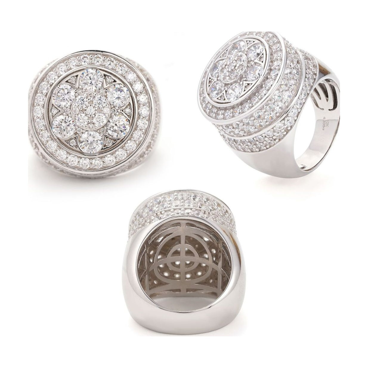 Flower Ring, 925 Silver, D Color Moissanite