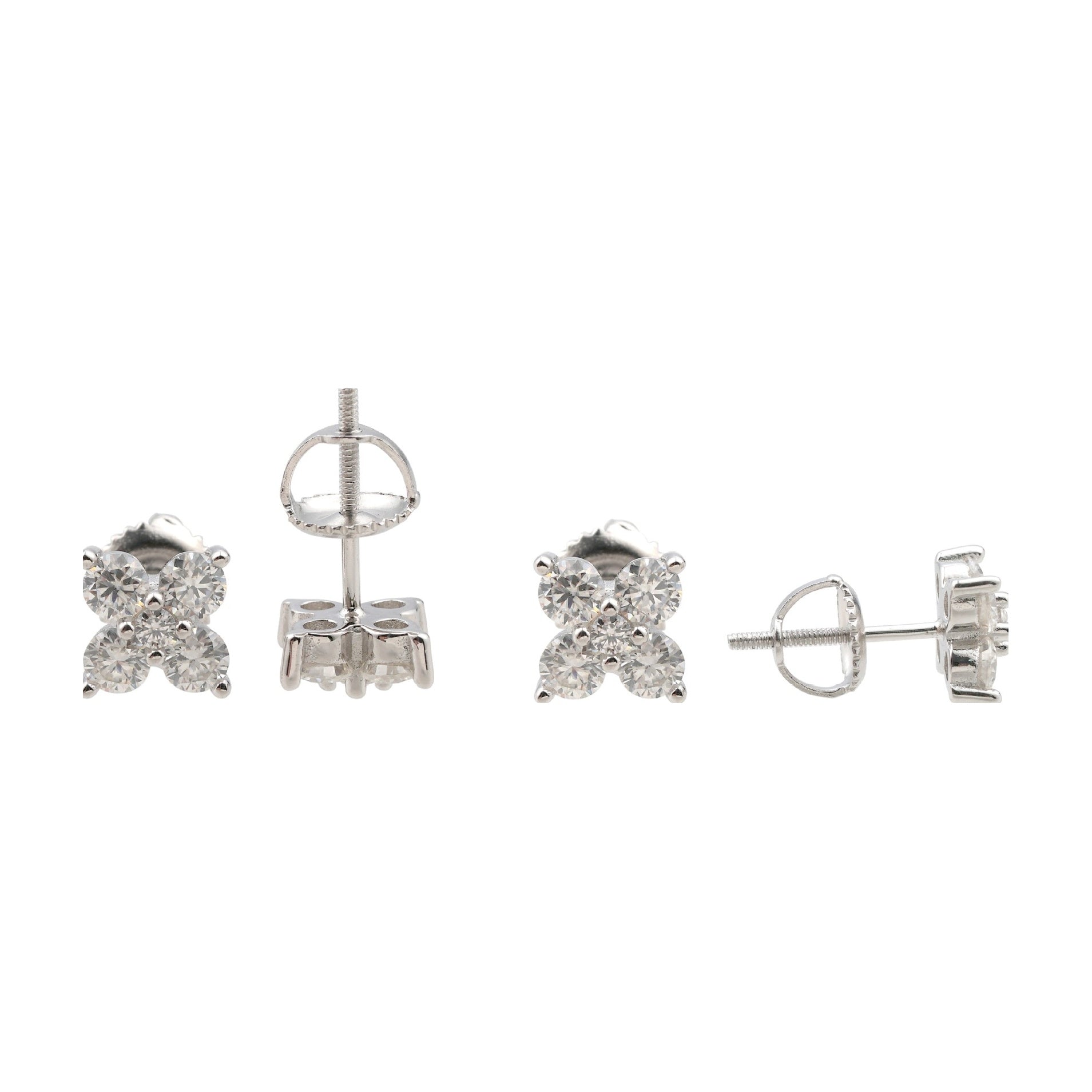 S925 Flower Stud Earrings, Hip-Hop Moissanite