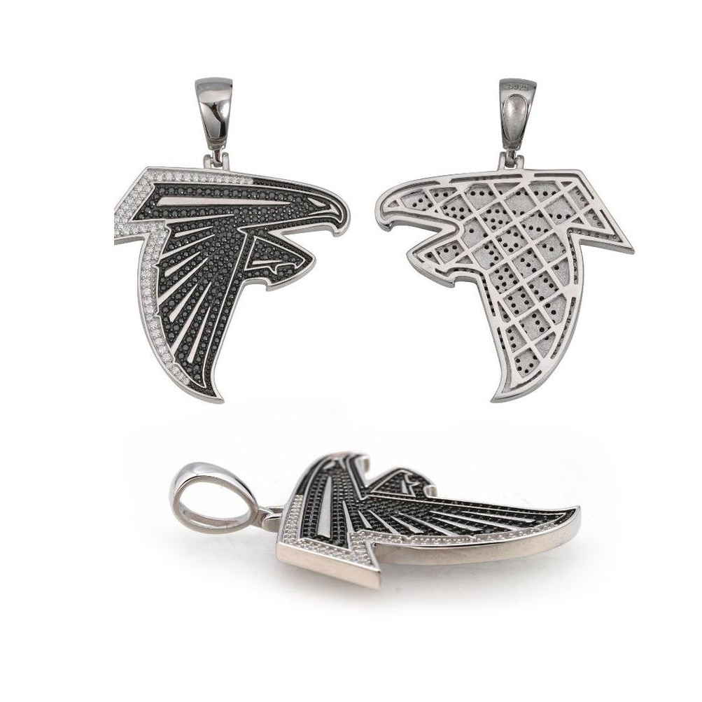 S925 Silver Football #23 Pendant w/ B&W Moissanite
