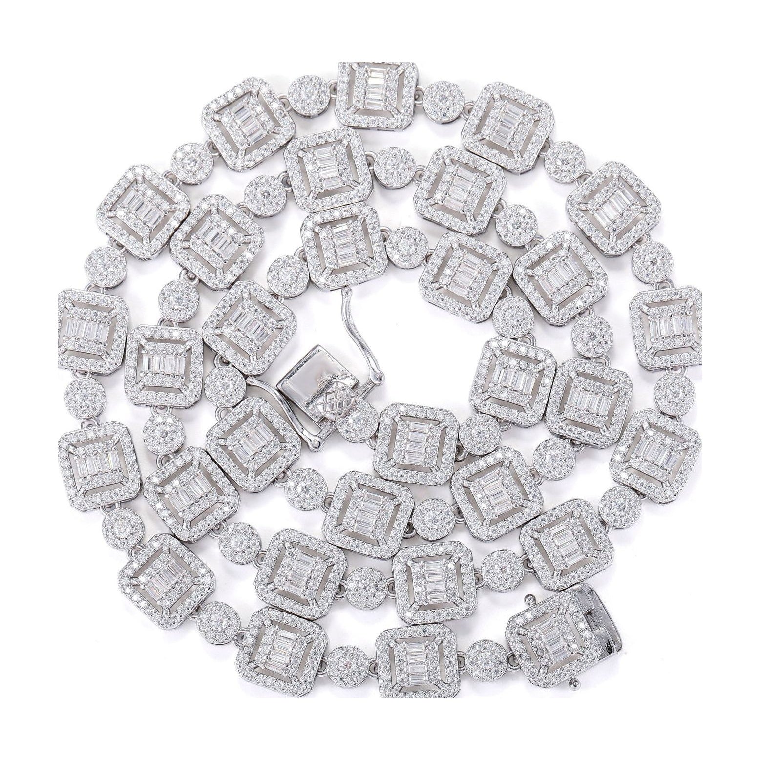 9.5mm Square Cuban Chain S925 Silver Moissanite Hip-hop