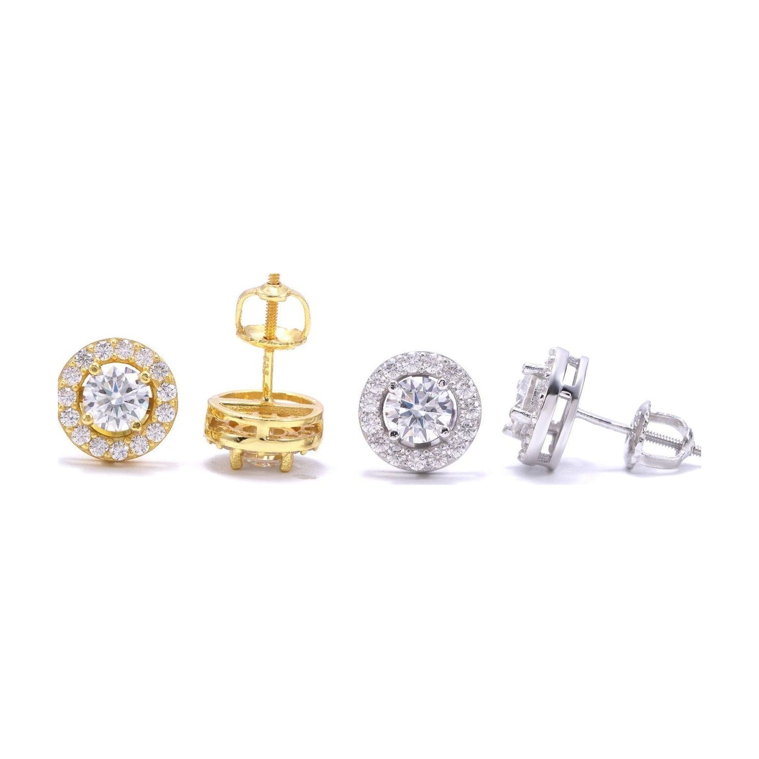 S925 Moissanite Round Stud Earrings