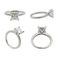 Ring, S925 silver, 4ct princess cut moissanite, elegant