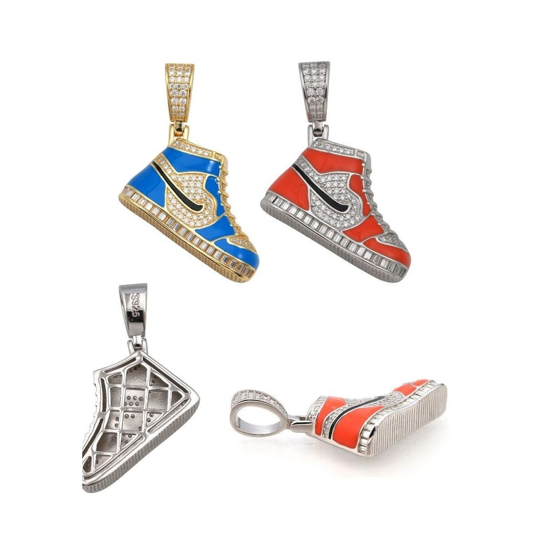 S925 Silver Shoe-shaped Pendant w/ Moissanite