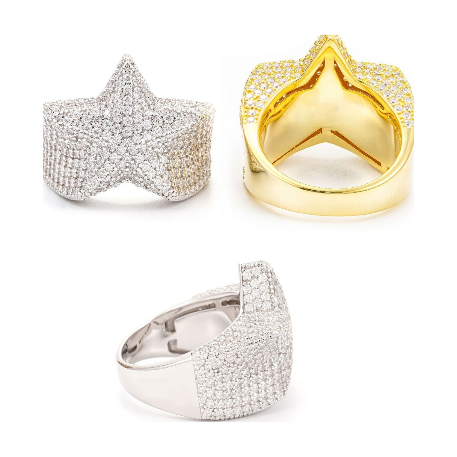 S925 Half-Set Moissanite Star Ring Hip-Hop