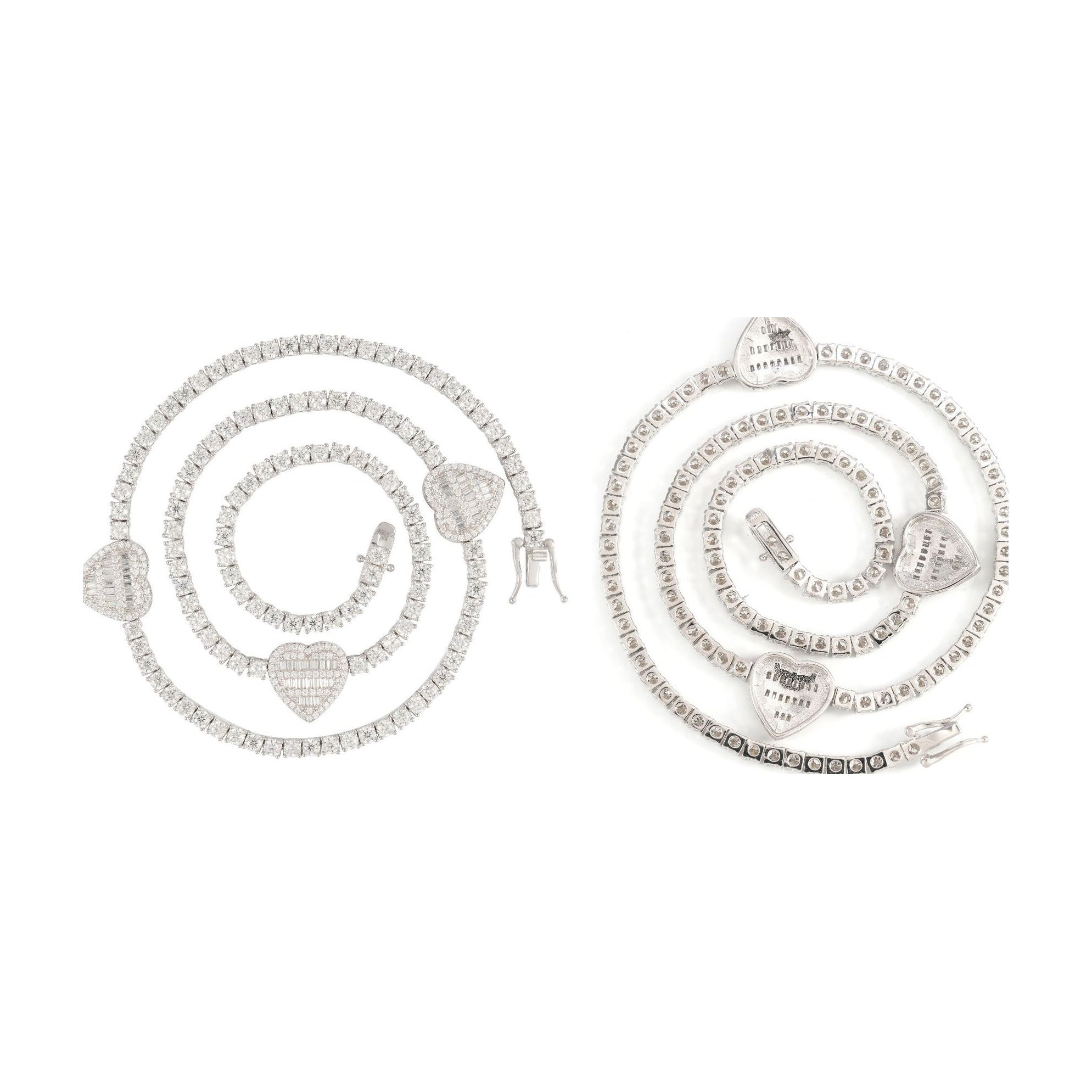 Heart+Tennis Chain, S925 Silver Moissanite