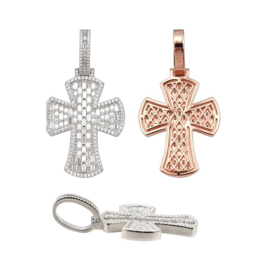 S925 Cross Pendant, Hip-Hop Style Moissanite