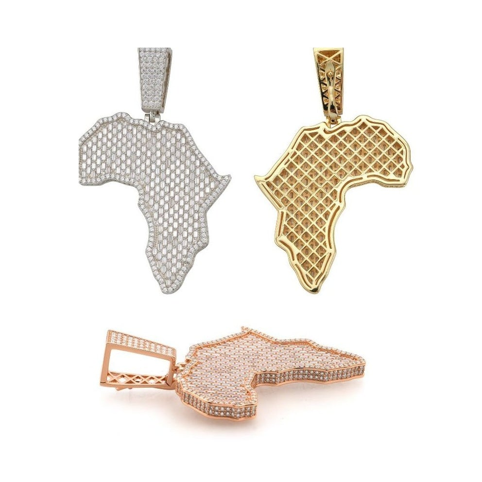 Africa Map Pendant, S925, Moissanite, Luxury