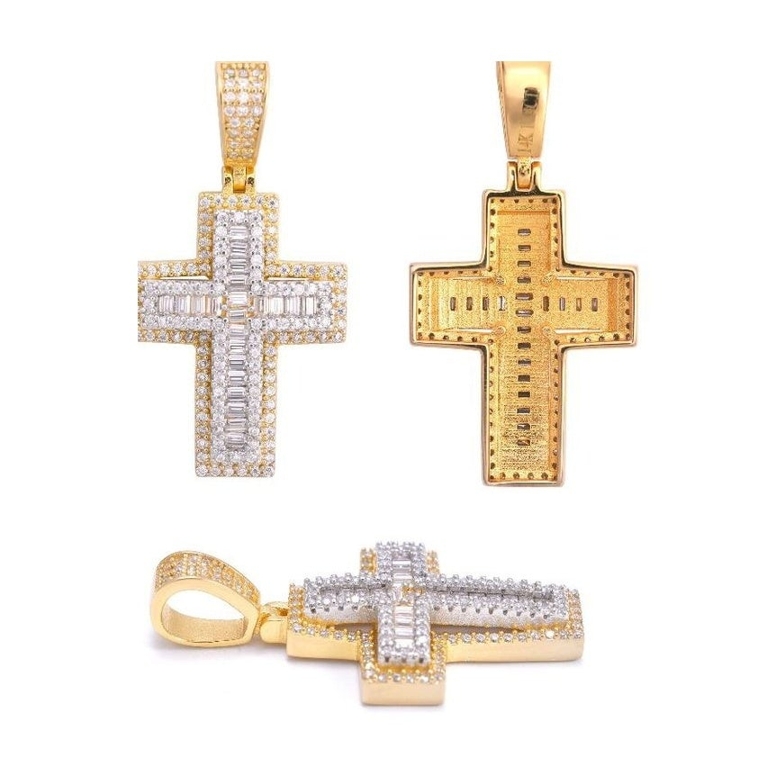 Cross Pendant S925 Silver Moissanite 2.0mm Chain Hip-hop