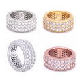 S925 Silver 3-Row Moissanite Ring, Unisex, Casual Style