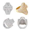 Cross Ring, S925 Silver, Moissanite, Hip-Hop Style