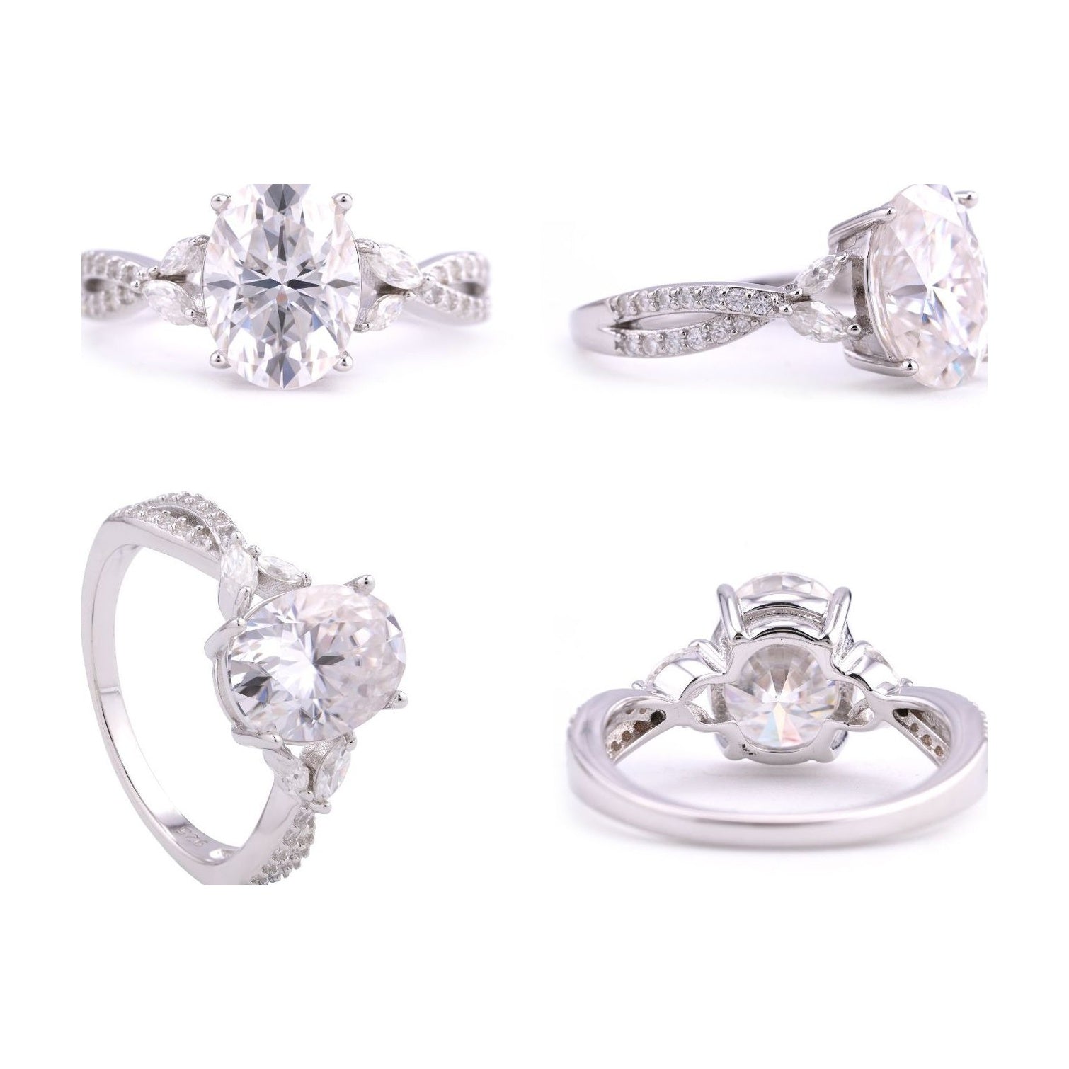 3ct Oval Moissanite Ring, S925 Silver