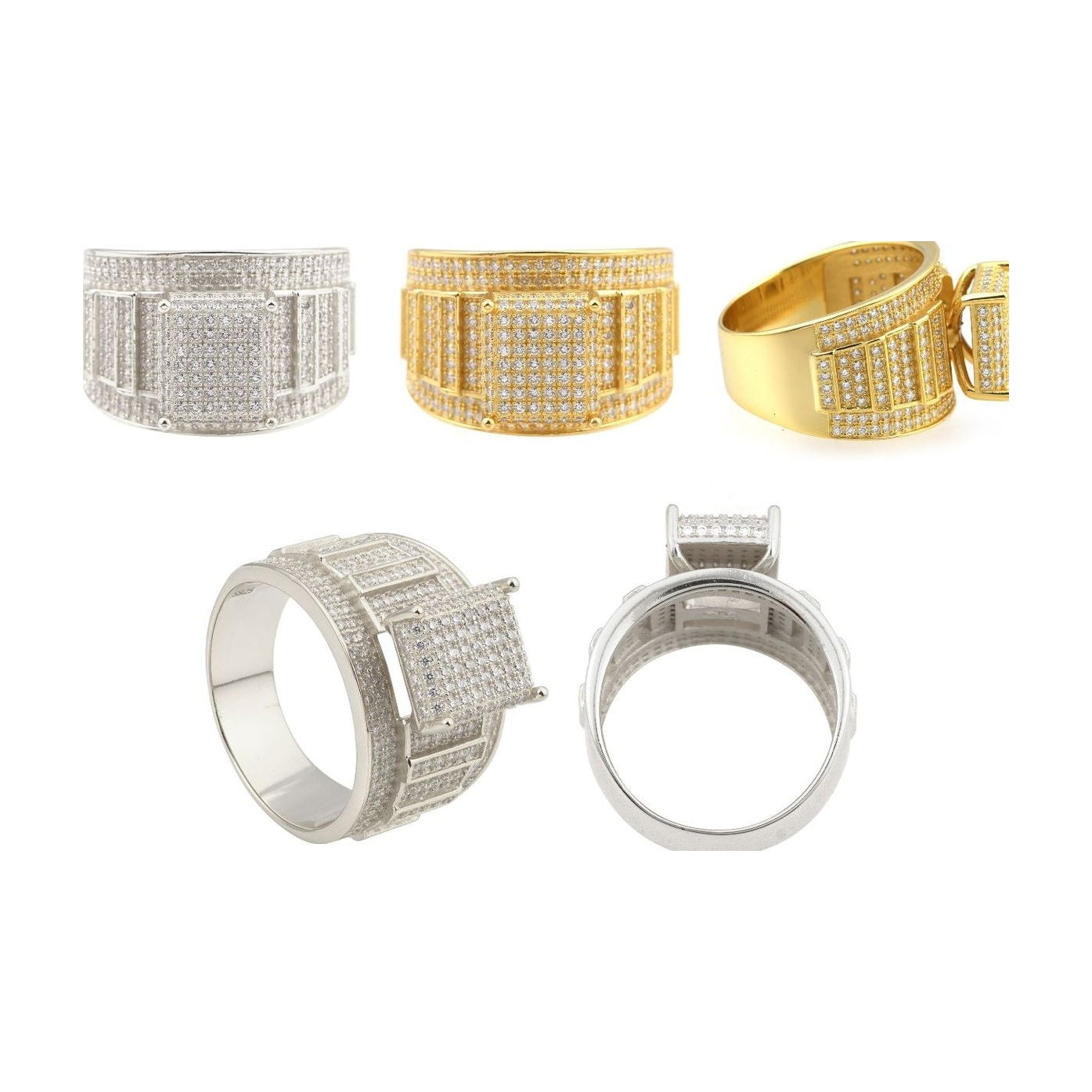 S925 Silver Square Moissanite Hip-Hop Ring, Luxury Design