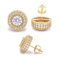 S925 Silver Round Moissanite Stud Earrings Rainbow