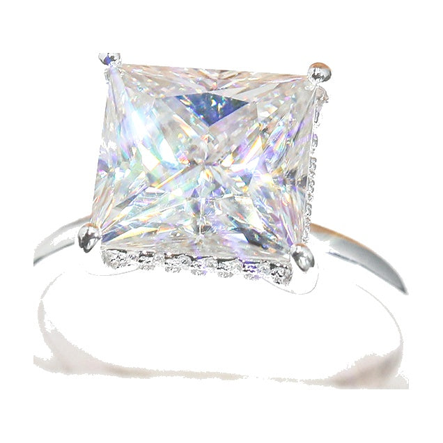 S925 6ct Princess D-Color Moissanite Ring+GRA Certificate