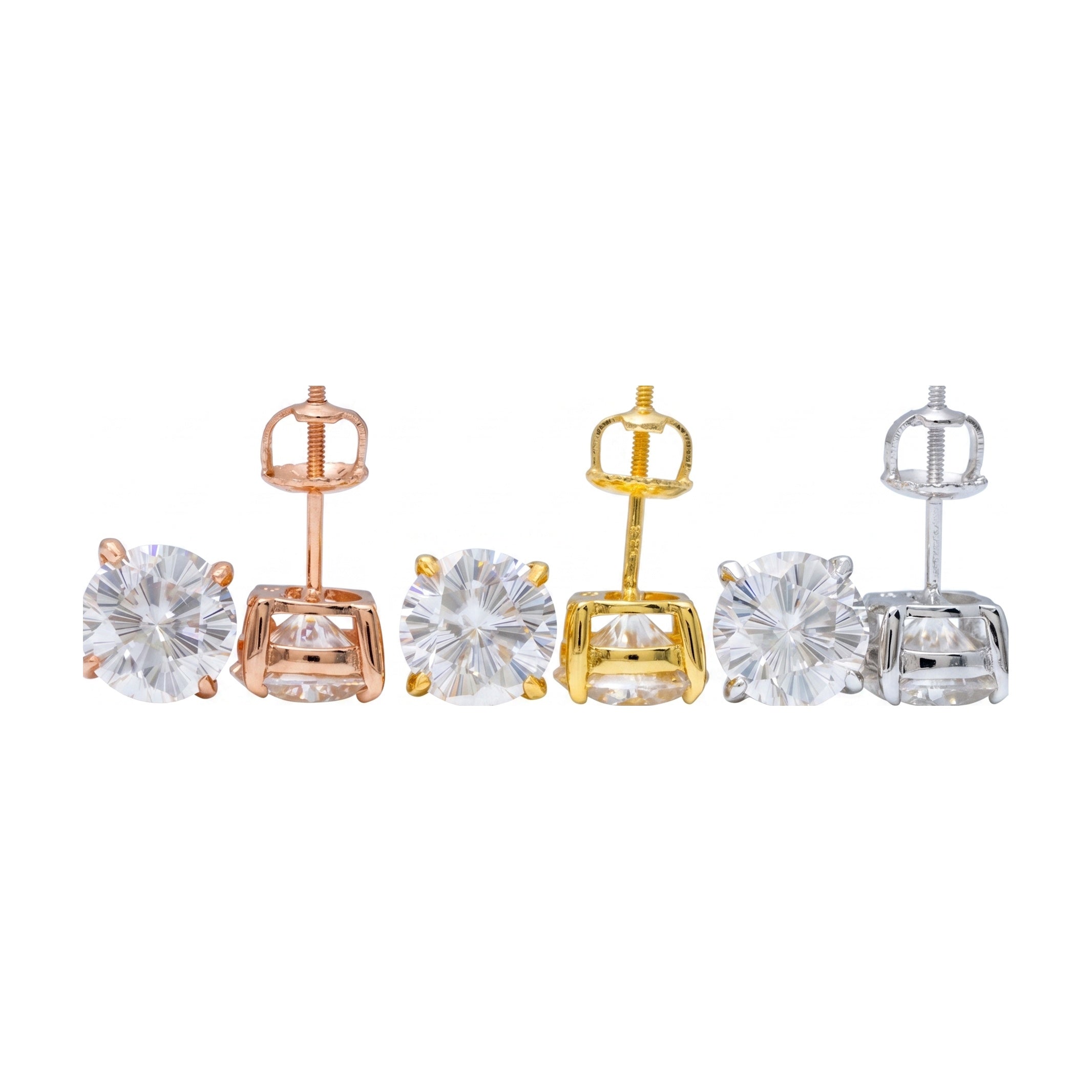S925 Cherry Blossom Moissanite Stud Earrings, 4-Prong, GRA Cert