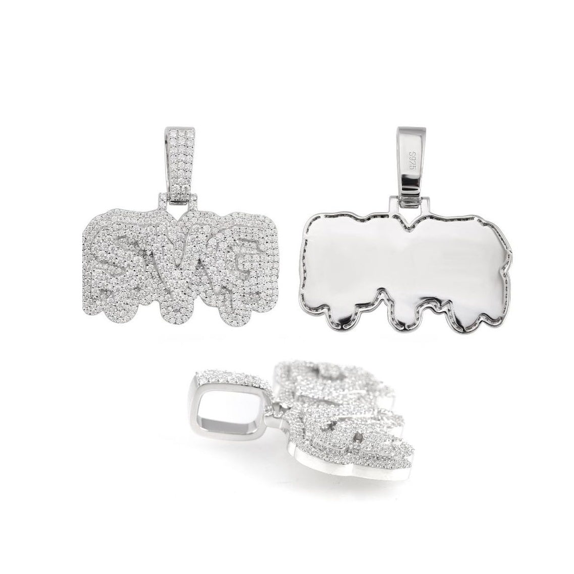S925 Letter SVG Pendant, Moissanite, Hip-Hop