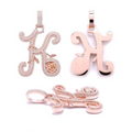 Letter K Pendant, S925, Moissanite, Rose Combo