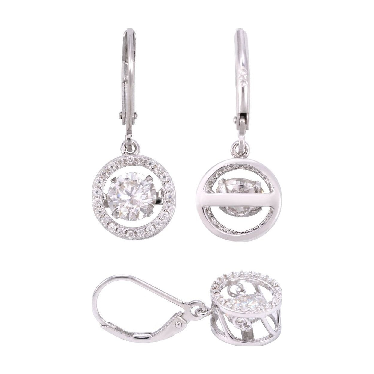 S925 Silver Hollow Round Moissanite Earrings Hip-hop