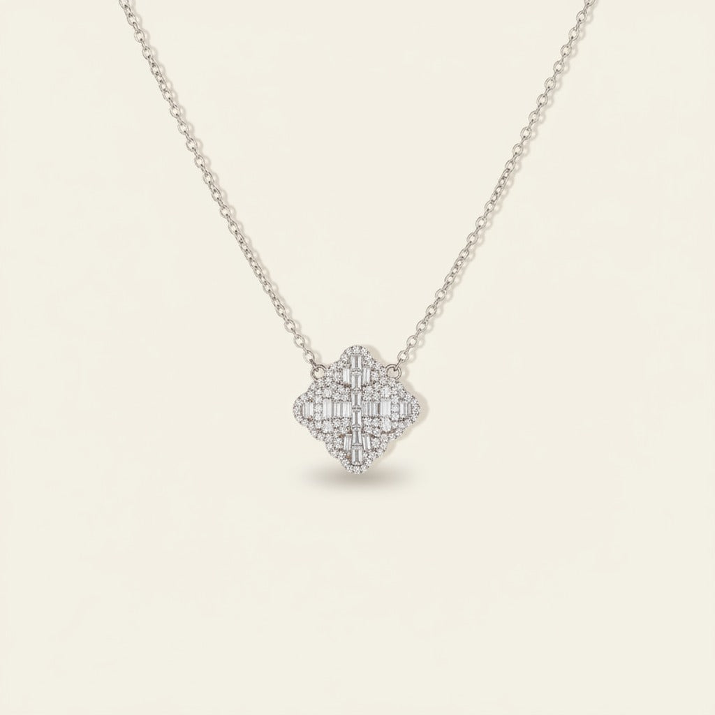Clover Moissanite Clavicle Necklace, Style 2195
