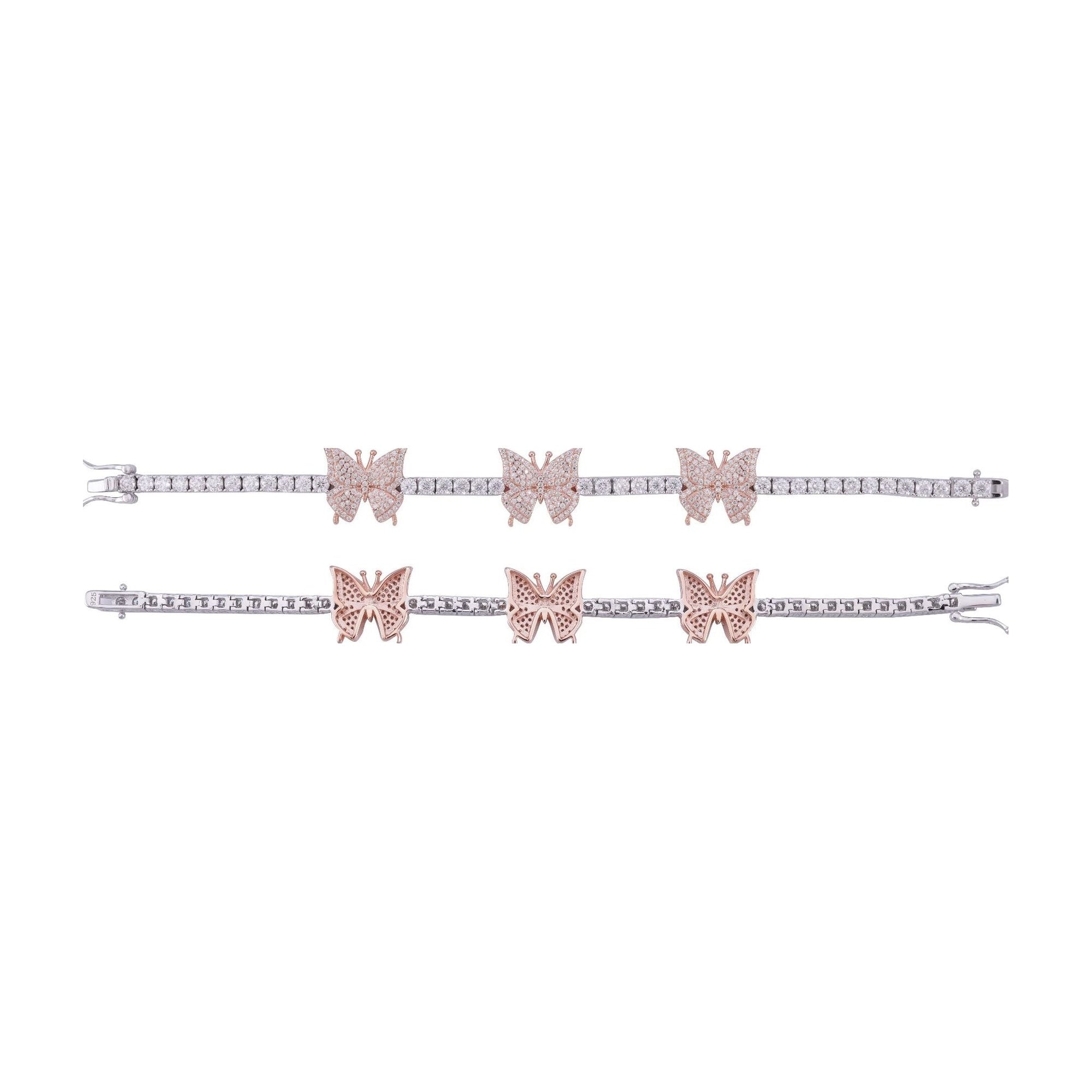 Butterfly Bracelet, S925 Silver, Moissanite, Hip-Hop Style