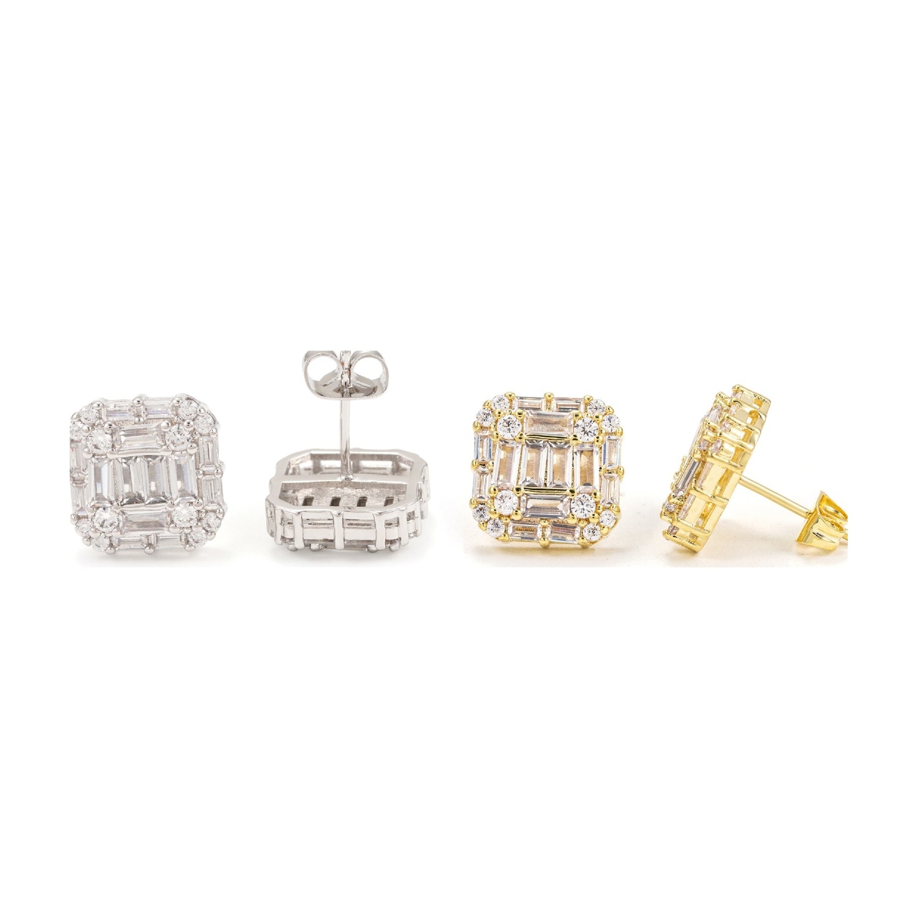 S925 Silver Moissanite Square Stud Earrings