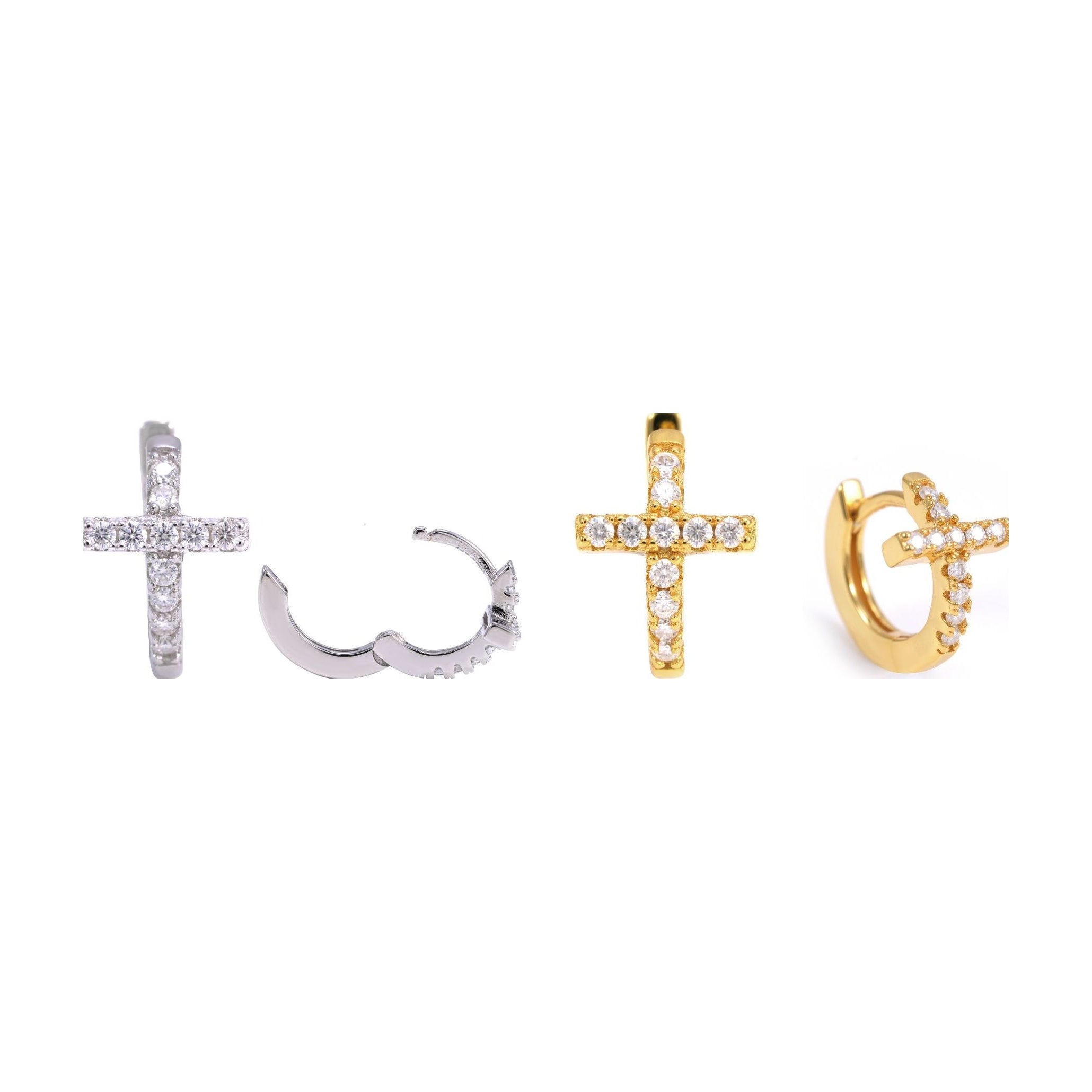 S925 Moissanite Cross Hoop Earring, Unisex