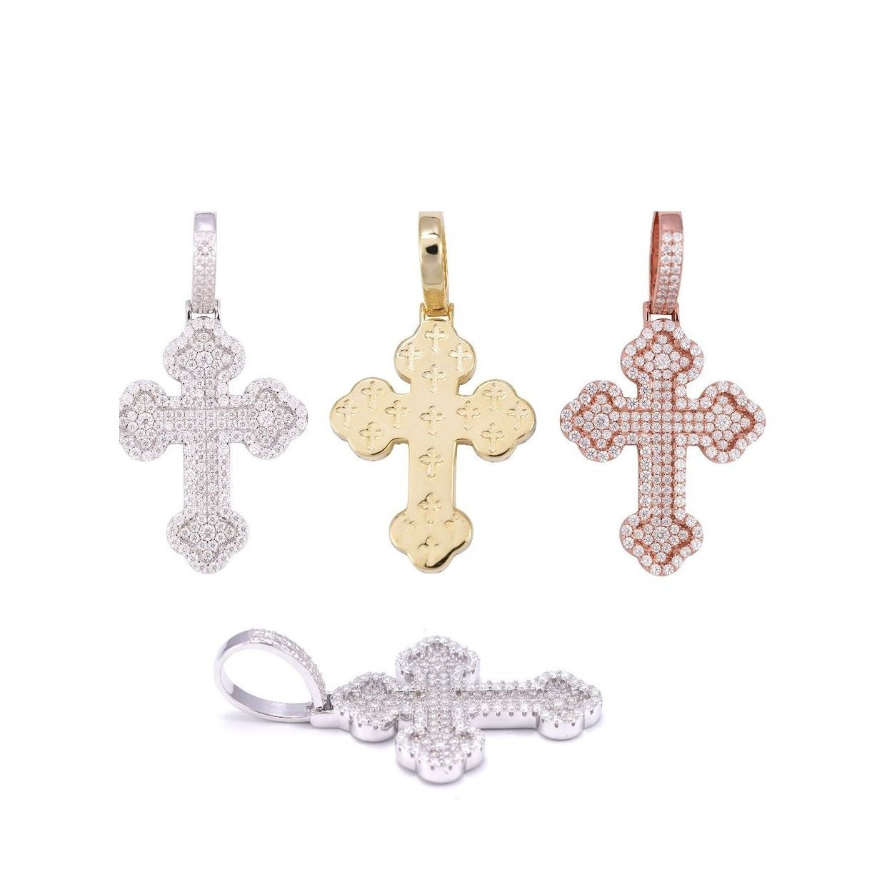 S925 Silver Moissanite Cross Pendant Hip Hop