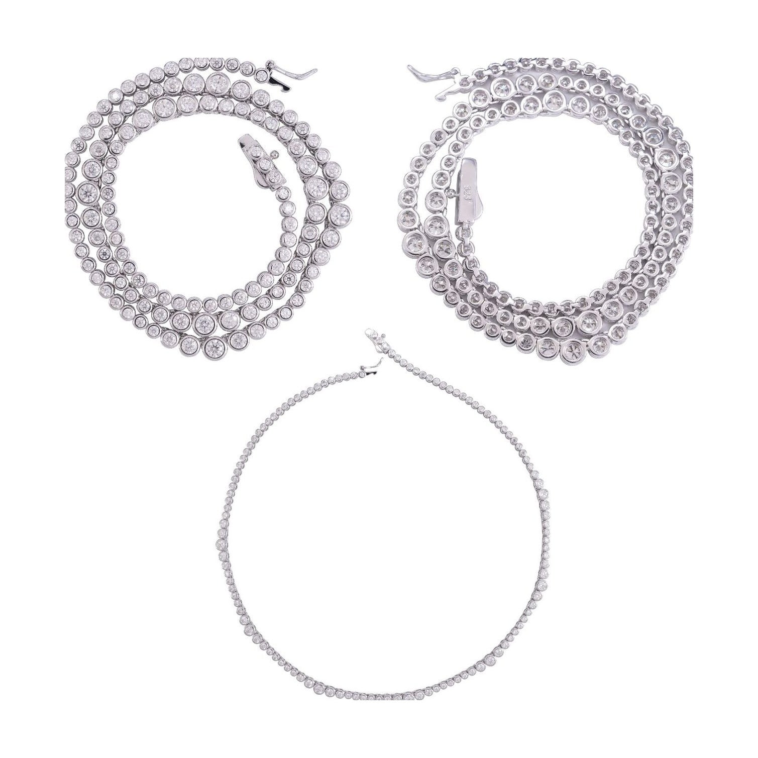S925 Silver Moissanite Ombre Tennis Chain