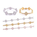 925 Silver Four-Leaf Clover, 3/4mm Moissanite Bracelet