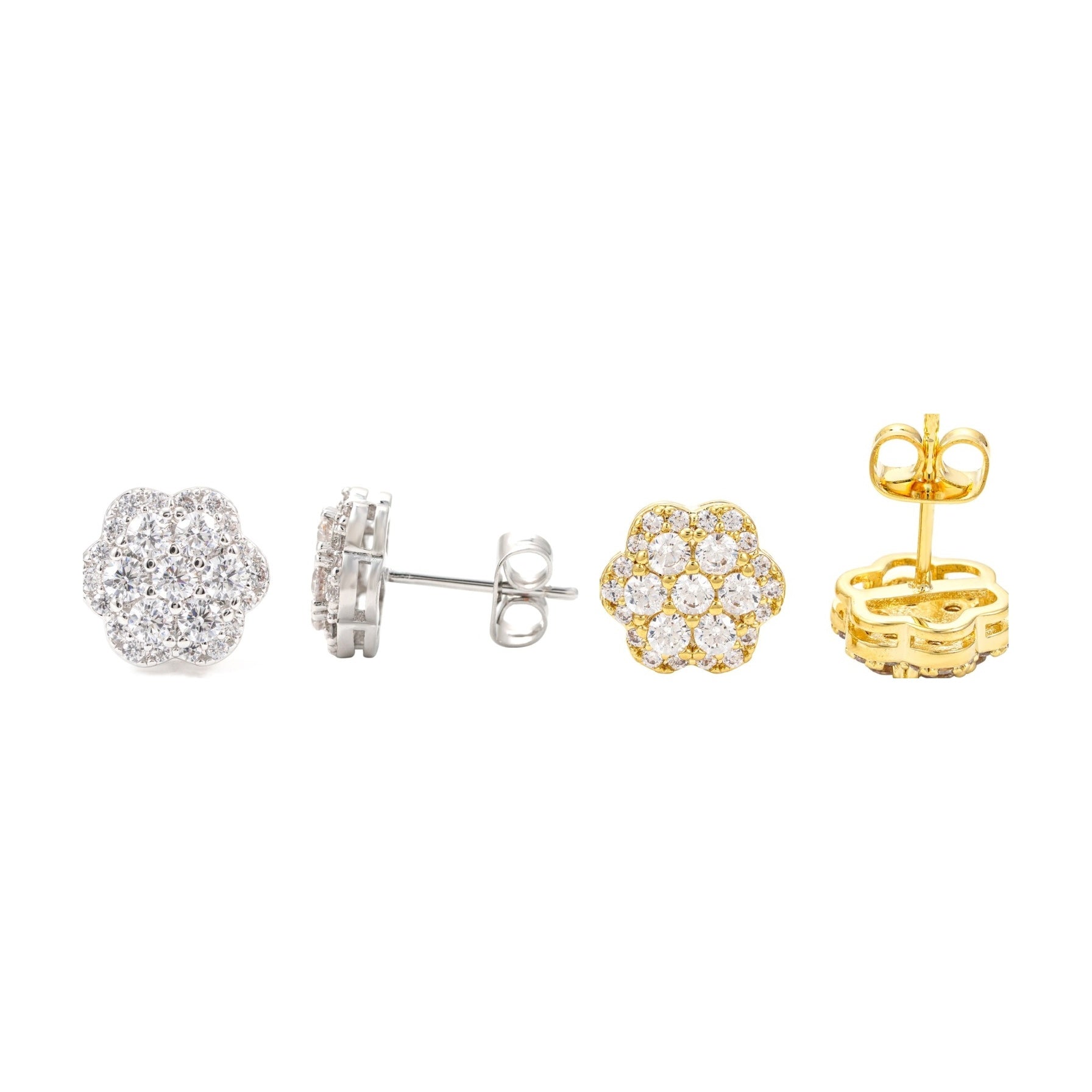 S925 Silver Moissanite Floral Stud Earrings
