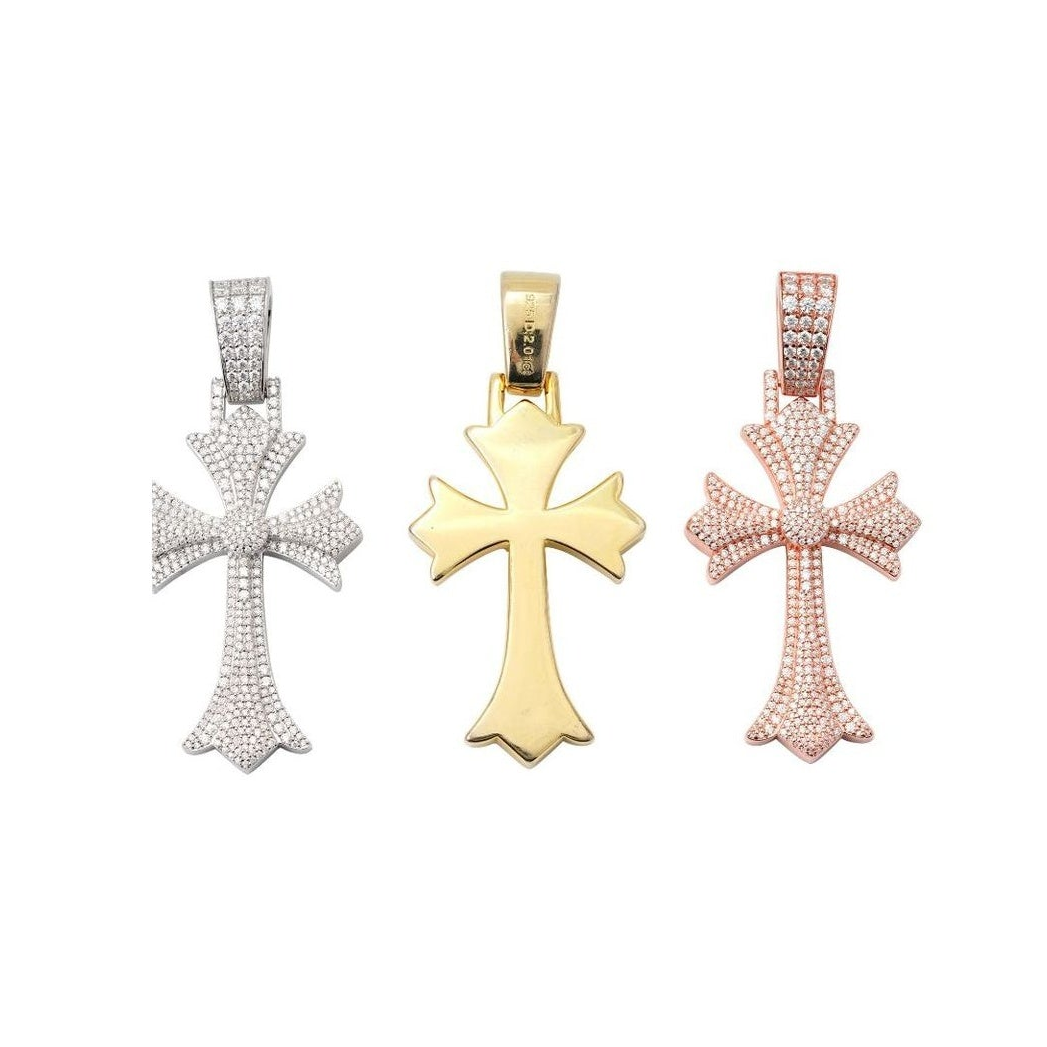 Cross Pendant, S925 Silver, Moissanite, Hip-Hop