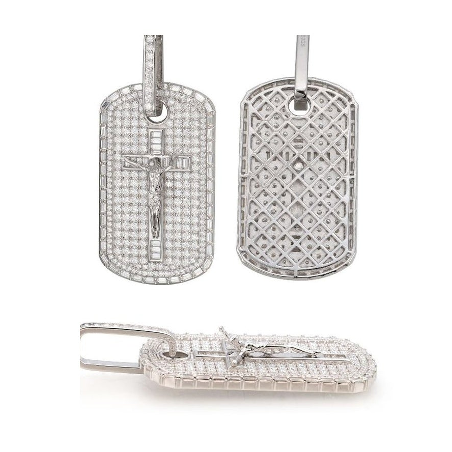 Cross Rectangle Pendant, S925, Moissanite, Punk