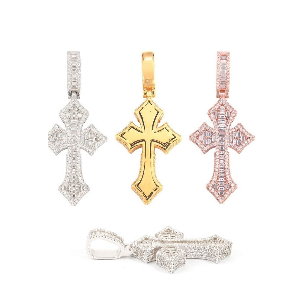 S925 Cross Pendant Moissanite Full Pave 8mm Tennis Chain