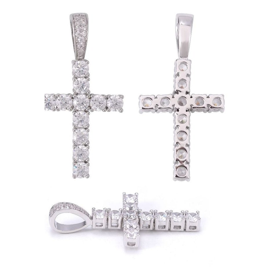 Cross Pendant S925 Silver Moissanite Unisex Necklace High-end