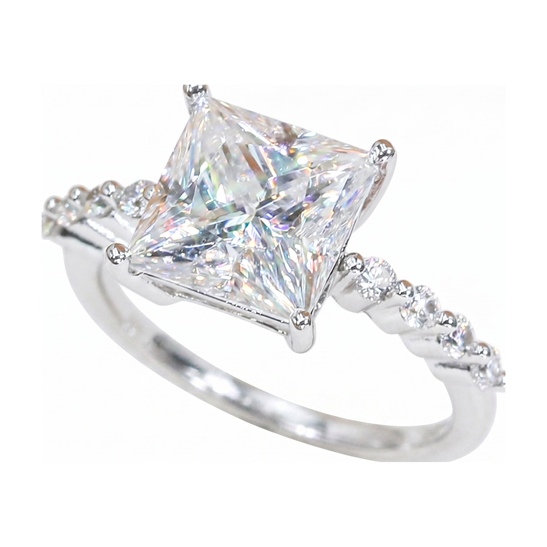 4ct Princess Square Moissanite Couple Ring S925