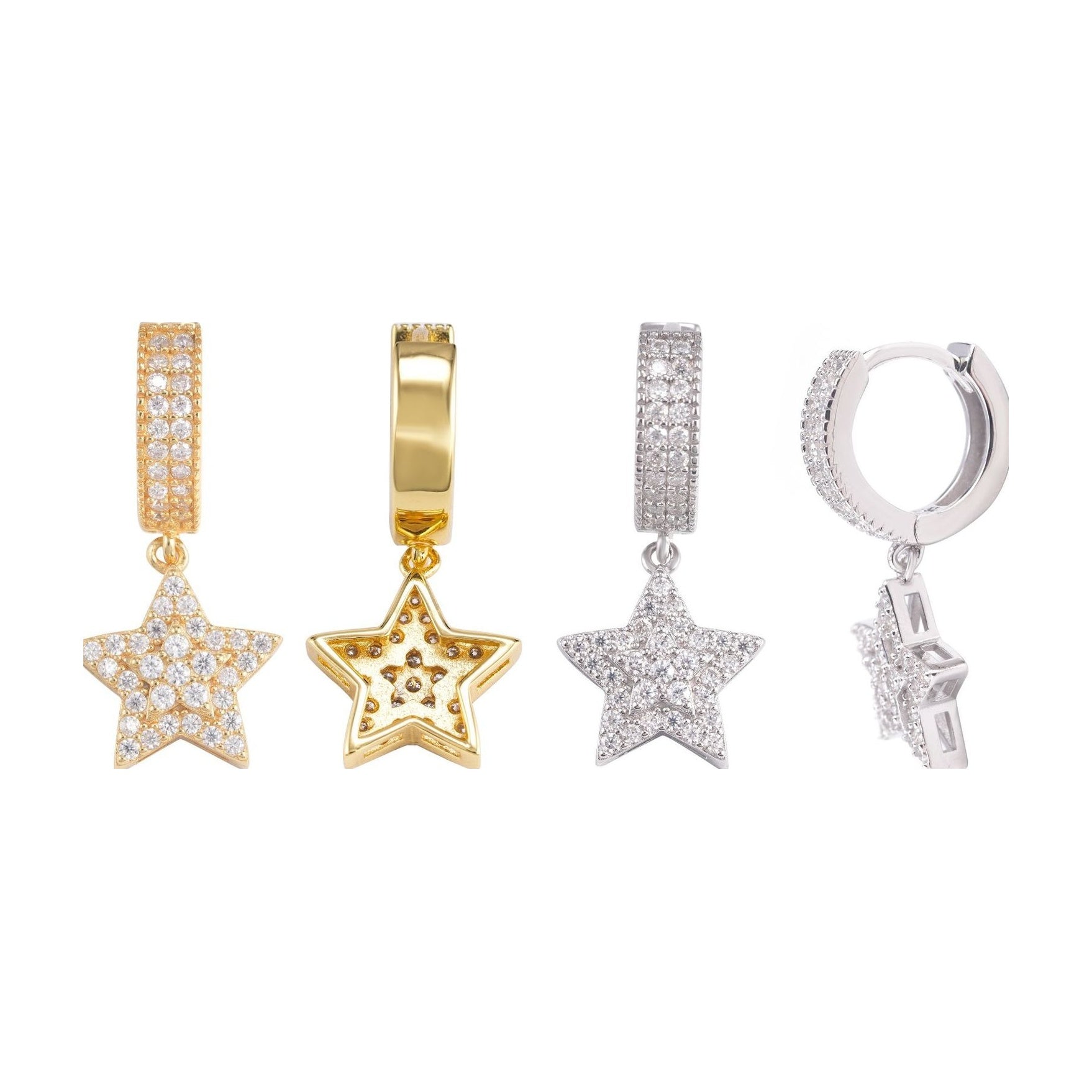 S925 Silver D-Color Moissanite Star Hoop Earrings