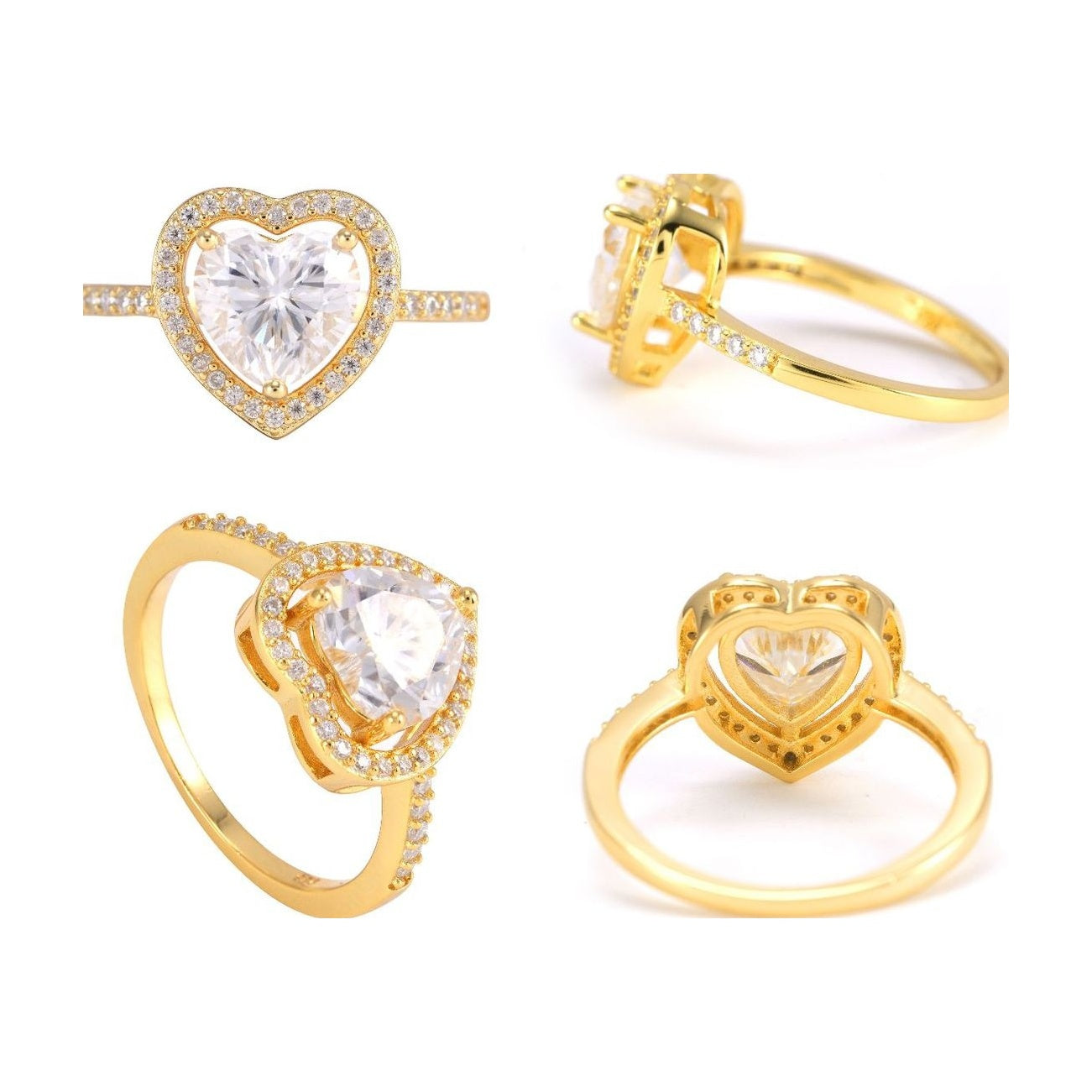 S925 Heart Moissanite Ring 2ct D Color Proposal