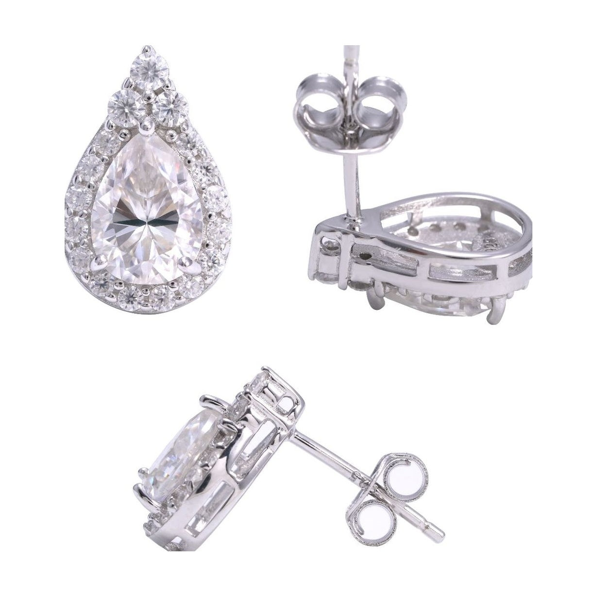 Teardrop Stud Earrings S925 Silver 5x7mm Moissanite