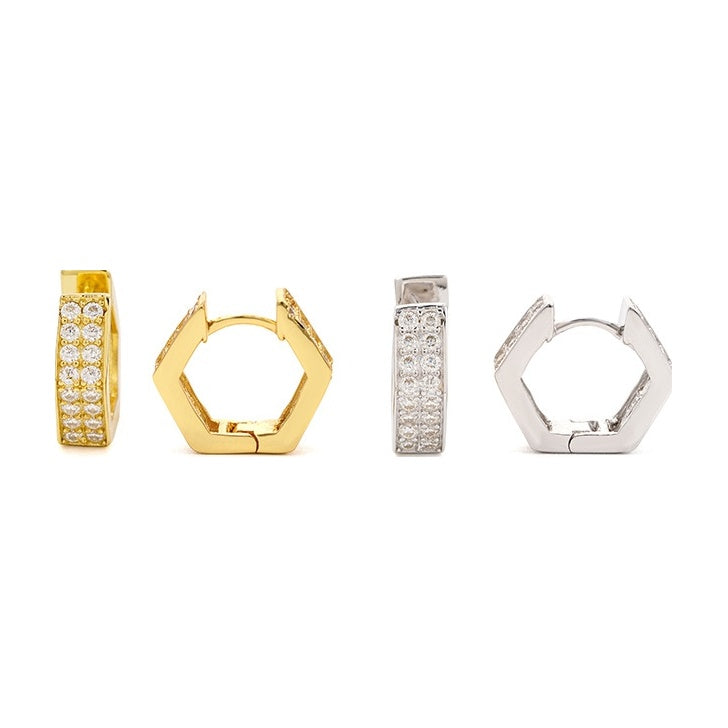 S925 Silver Double Row Moissanite Hoops