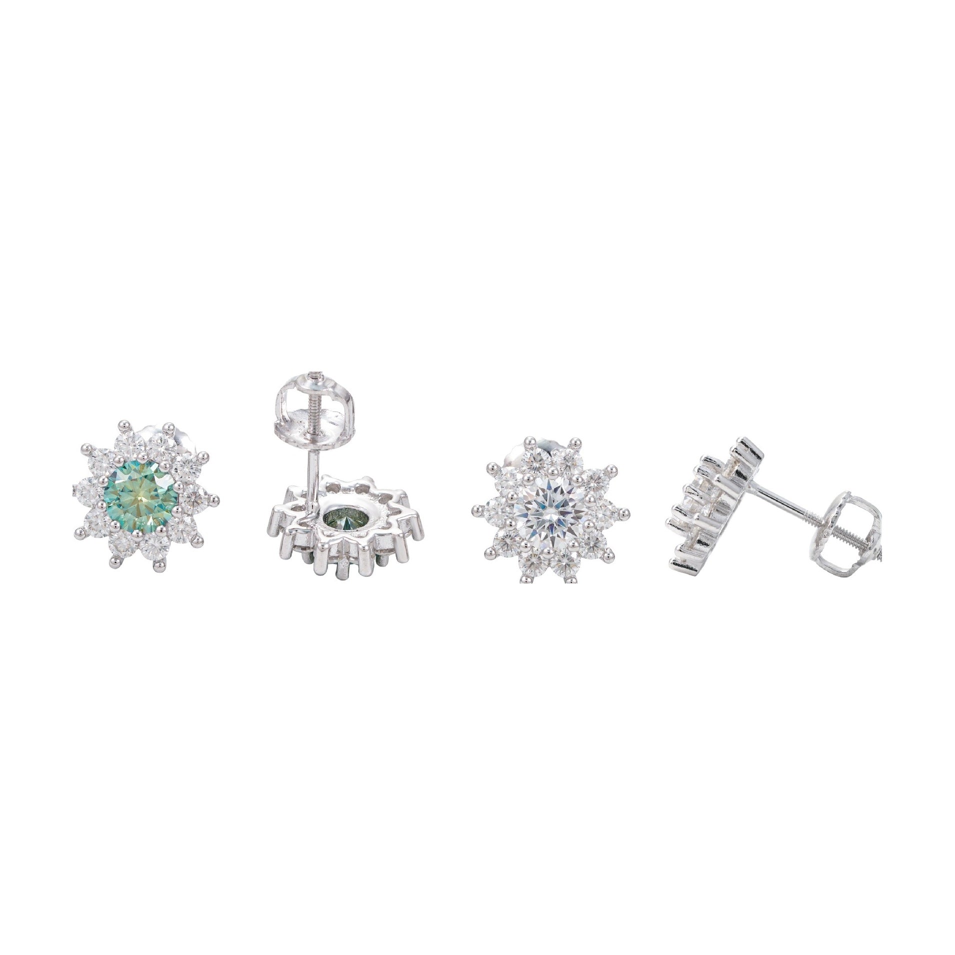 S925 Silver Moissanite Sunflower Studs