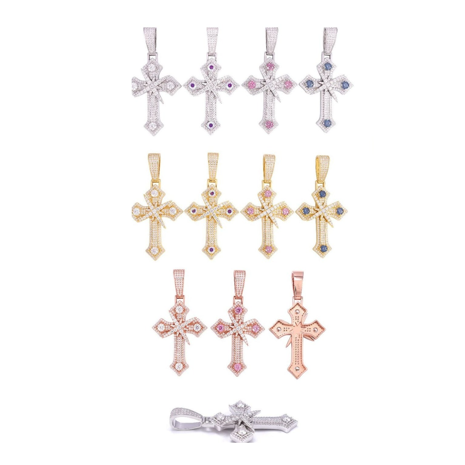 S925 Silver Moissanite Cross Pendant