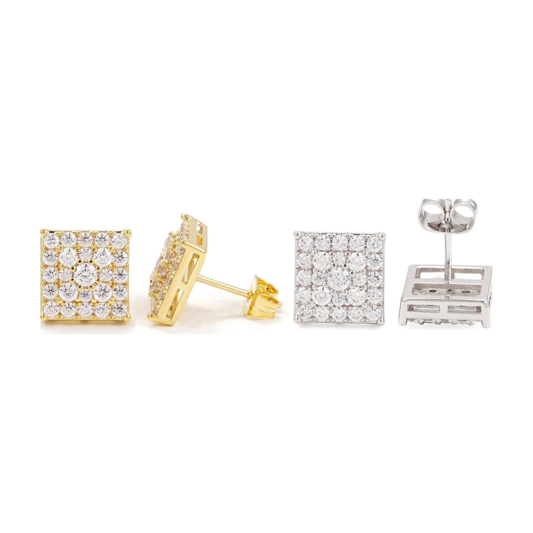 S925 Silver Moissanite Square Stud Earrings