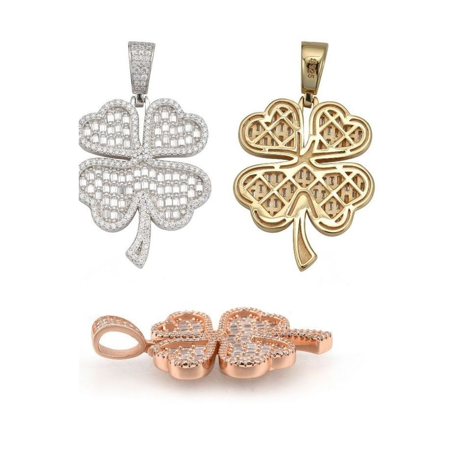 S925 Moissanite Four-Leaf Clover Pendant, Valentine Gift