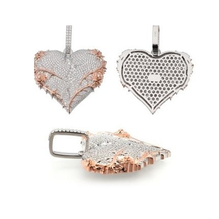 Rose Heart Pendant S925 Silver Moissanite Vintage Luxury