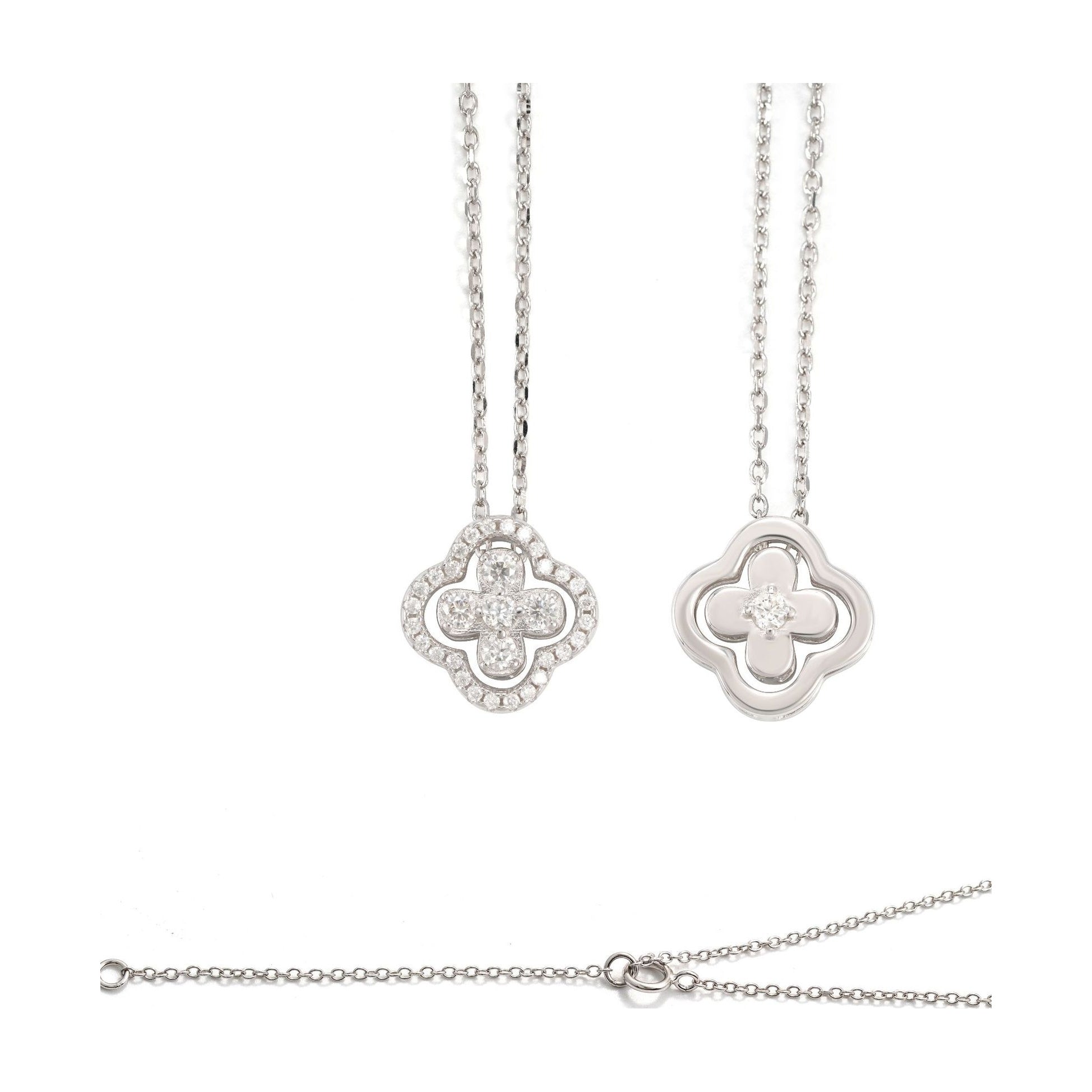 S925 Silver Moissanite Four-Leaf Clover Necklace