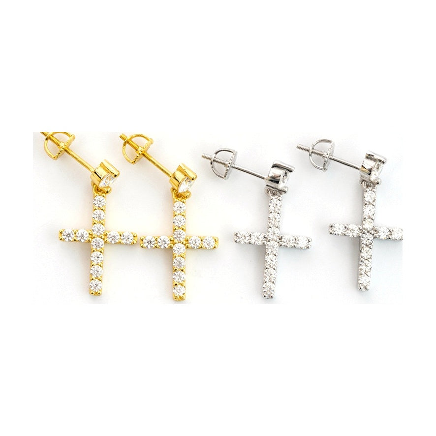 S925 Silver D-Color Moissanite Cross Earrings, Couple Style