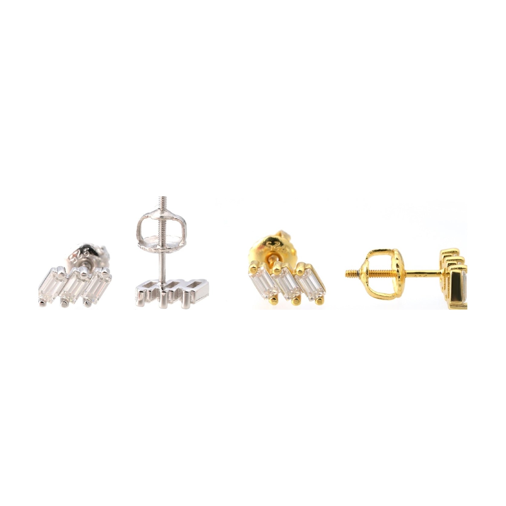 S925 Emerald Cut Moissanite Stud Earring
